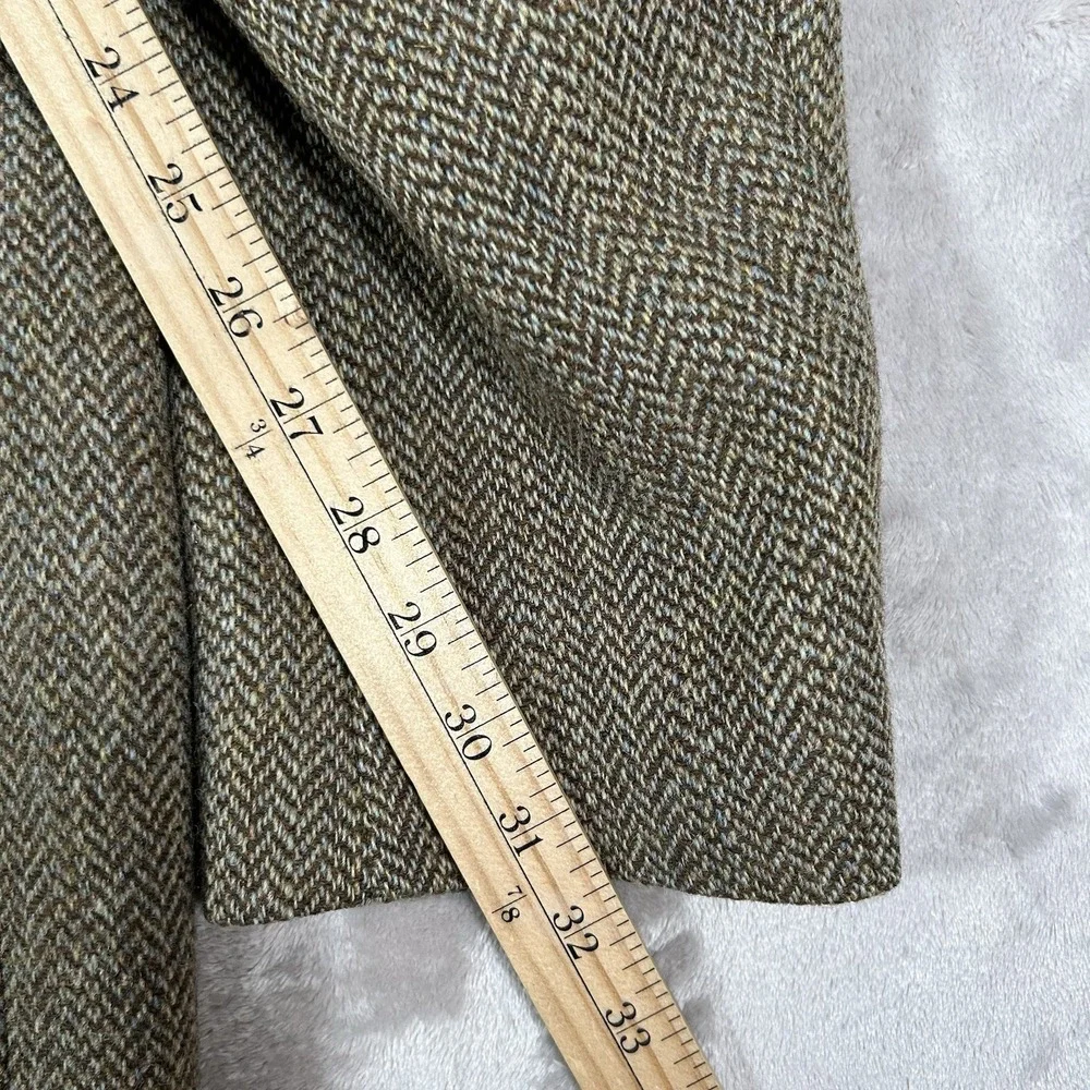 VTG Harris Tweed Blazer Mens 44L Brown Herringbone Wool Handwoven Sport Coat